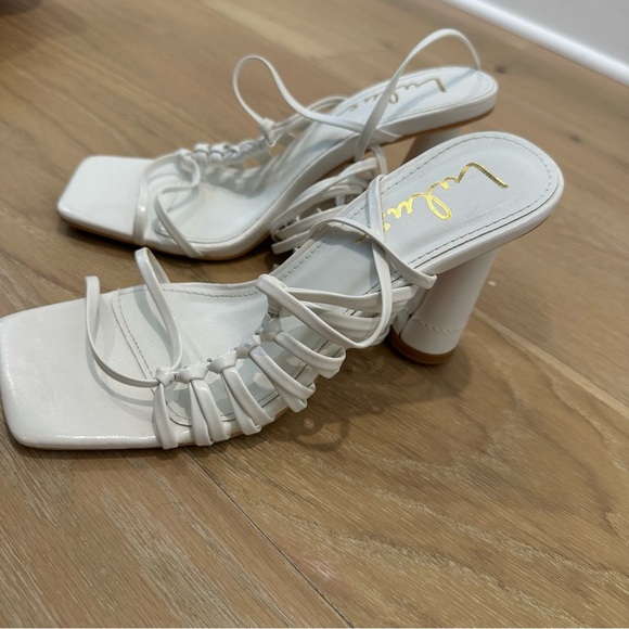 Lulus Zindy White Lace-up High Heel Sandals Womens 6.5 Wedding Formal Bride Bach - Picture 7 of 13